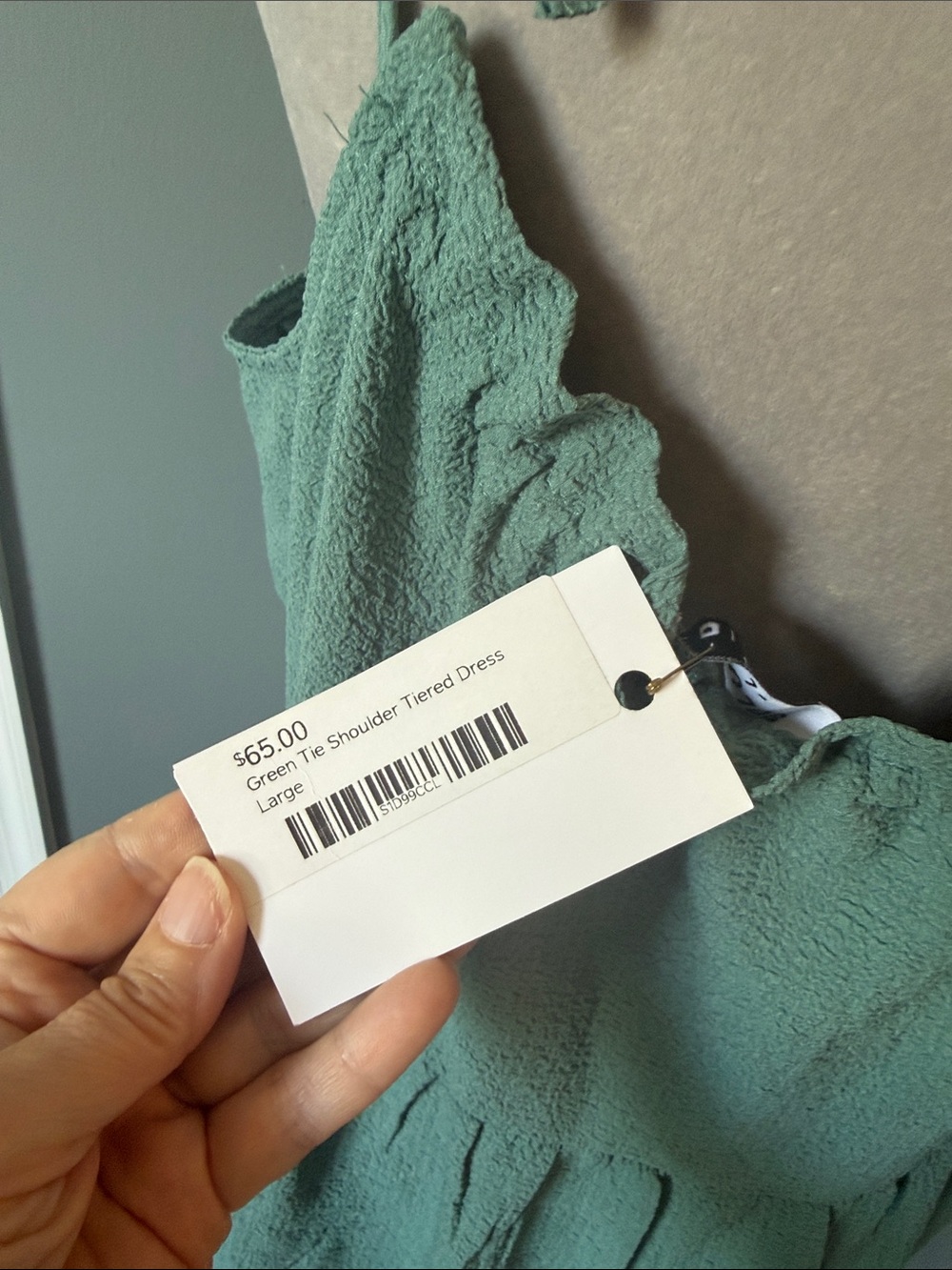 Sleeveless Tiered Smocked Halter Midi Dress - Seafoam Green size L, by Solution - Picture 6 of 9